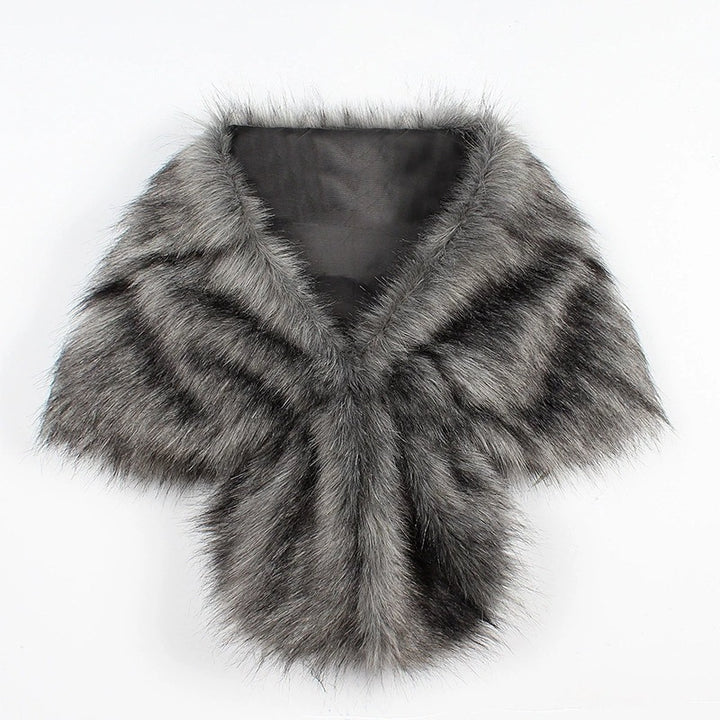 Women's elegant faux fur shoulder stole in capelet cut Mune Fashion