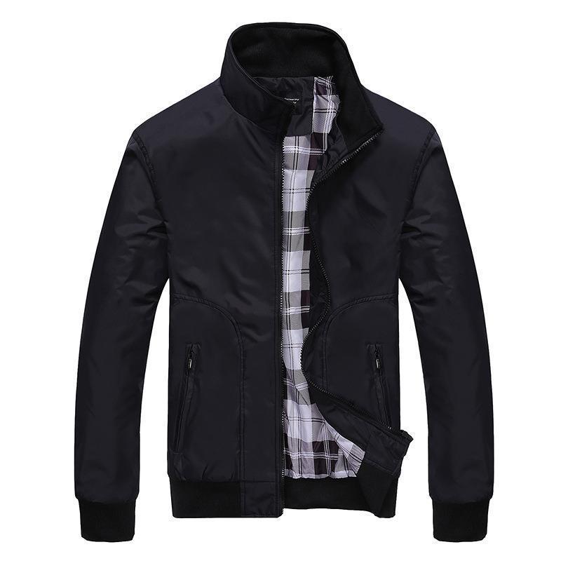 Men's Lightweight Wind and Water Repellent Bomber Jacket with Checked Lining Mune Fashion