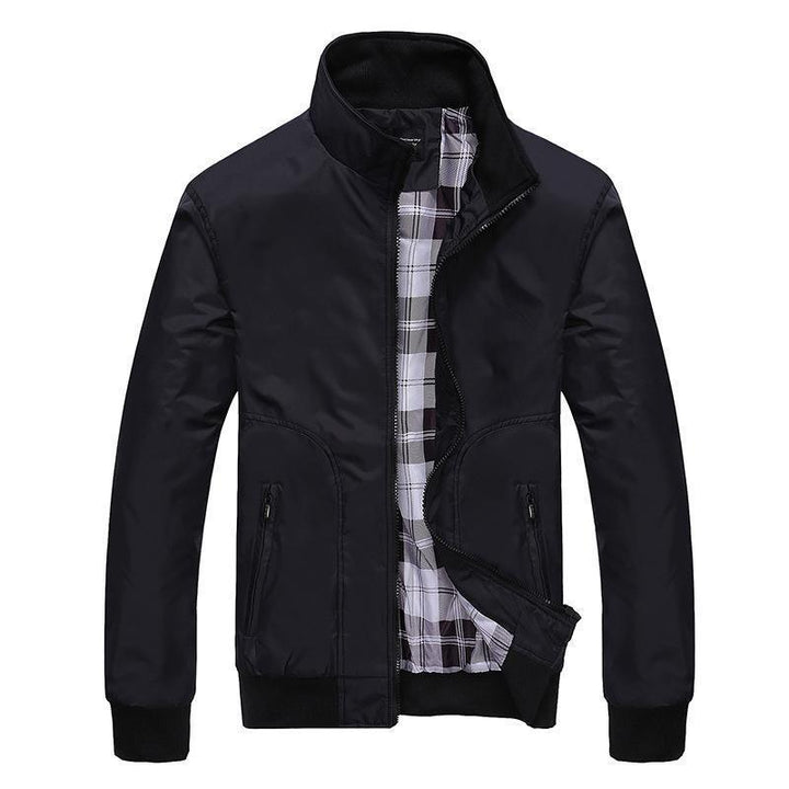 Men's Lightweight Wind and Water Repellent Bomber Jacket with Checked Lining Mune Fashion