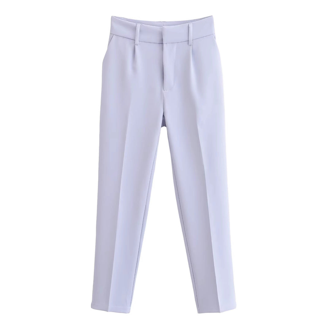 Women slim fit suit trousers with crease and elastic waistband Mune Fashion