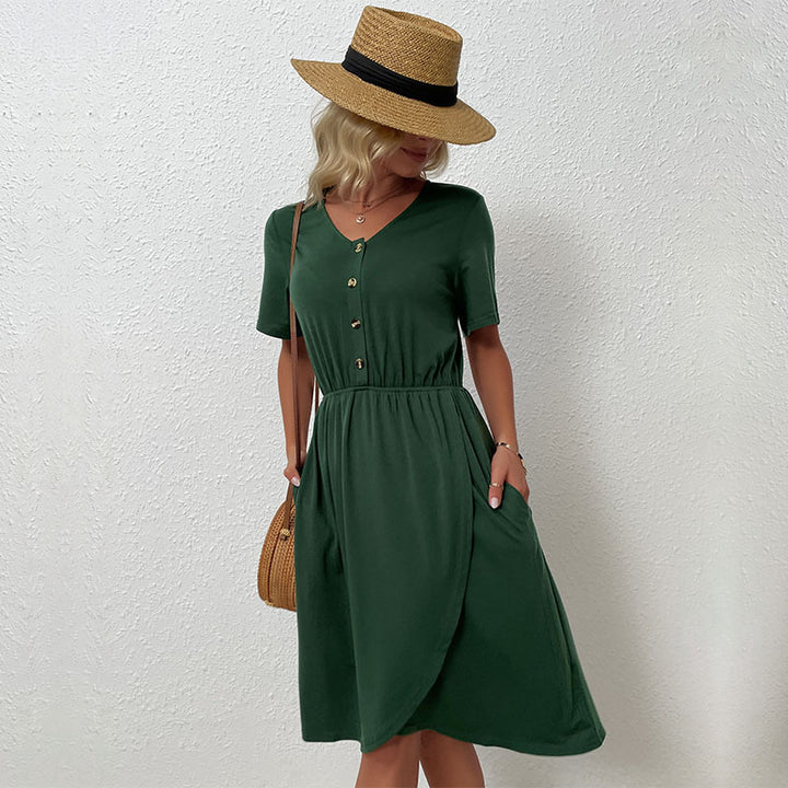 Women Wrap Dress with Button Details Mune Fashion