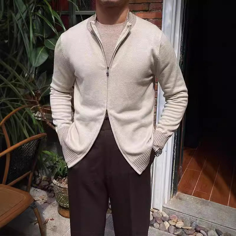 Men's Elegant Knit Sweater with Stand-Up Collar Mune Fashion