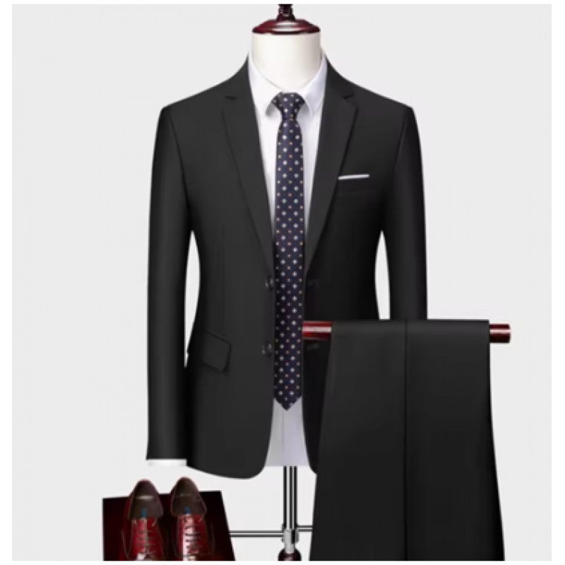 Men's Tailored Two-Piece Suit with Slim Lapel and One-Button Closure Mune Fashion
