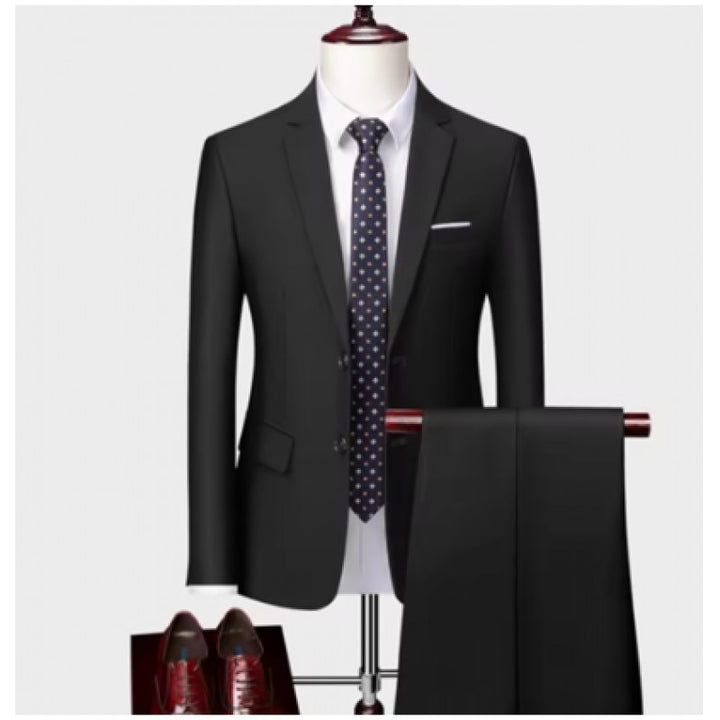 Men's Tailored Two-Piece Suit with Slim Lapel and One-Button Closure Mune Fashion