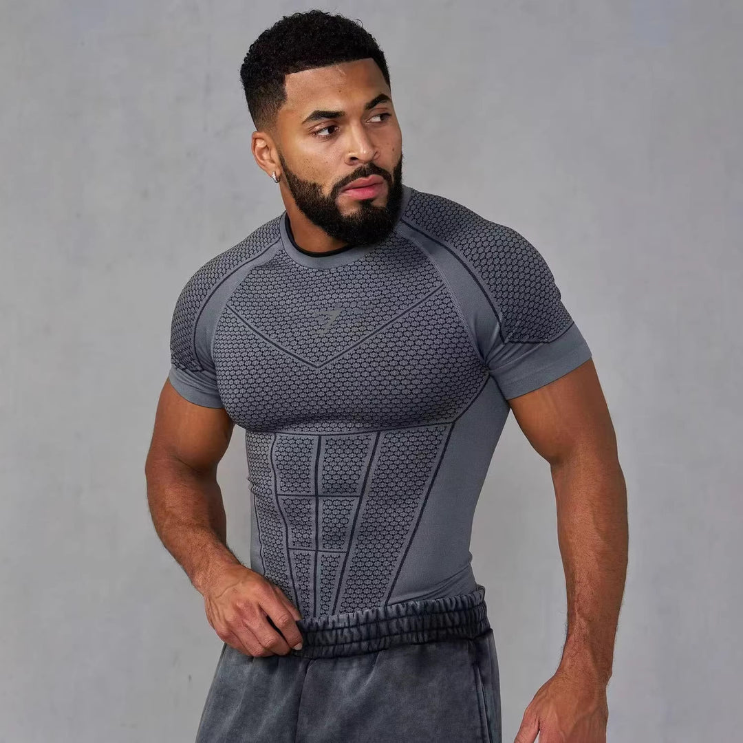 Men's muscle-shaping functional shirt with 3D structure and targeted compression zones Mune Fashion