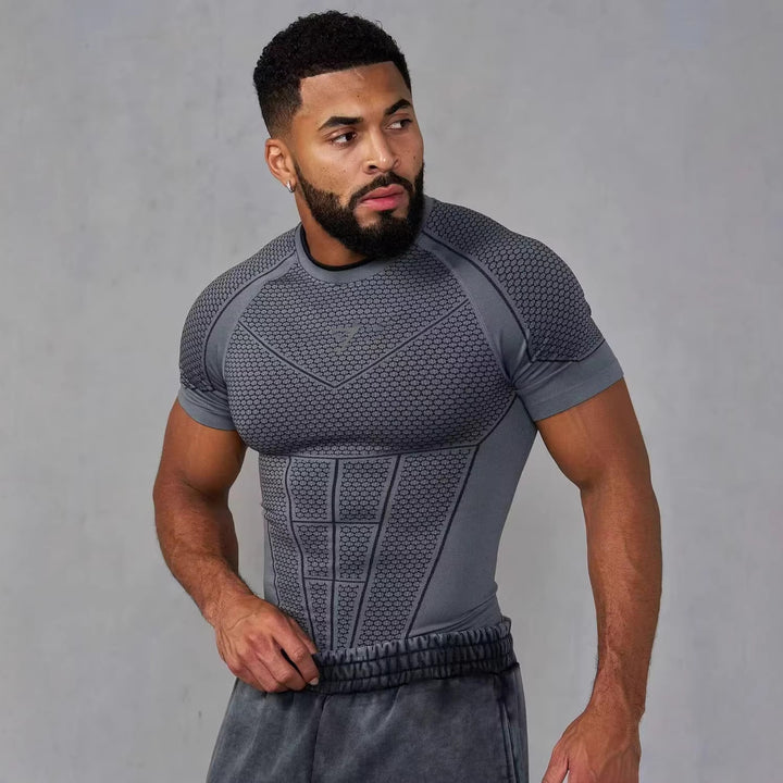 Men's muscle-shaping functional shirt with 3D structure and targeted compression zones Mune Fashion