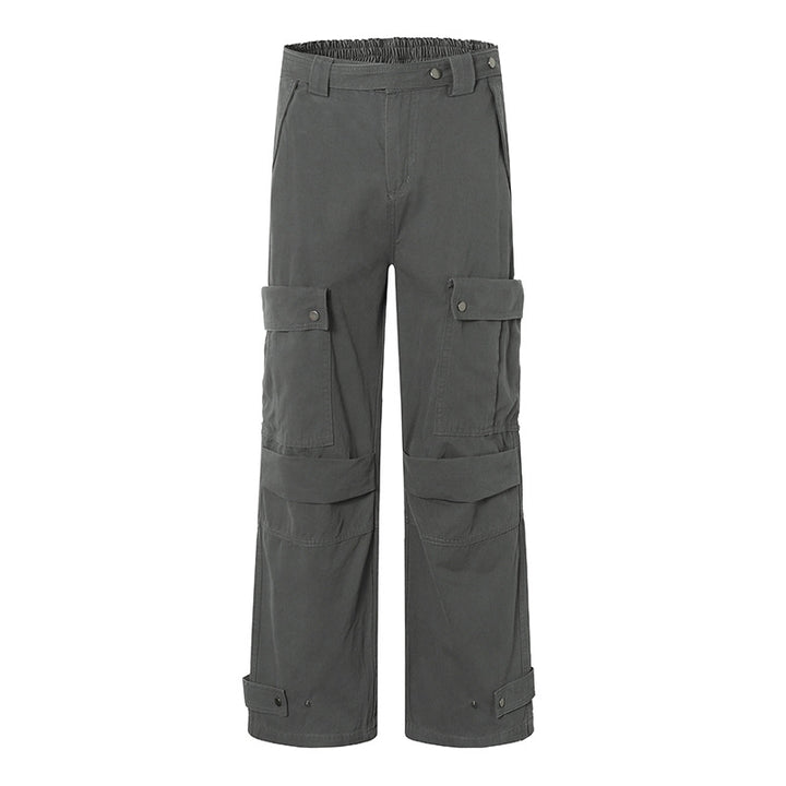 Women's wide cargo culotte pants with high waistband, elastic waistband fit, and multi-pocket Mune Fashion