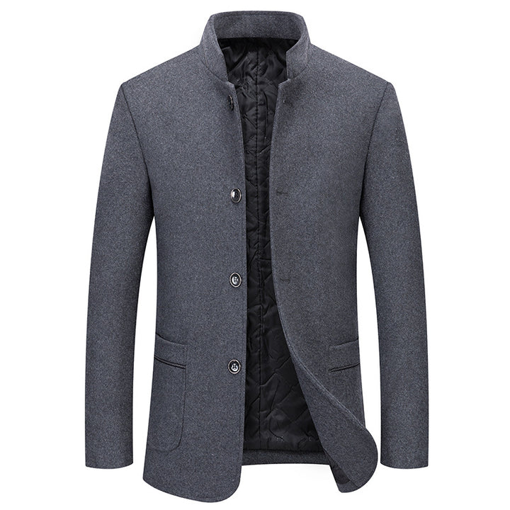 Men's short coat made of wool blend with stand-up collar and quilted thermal lining Mune Fashion