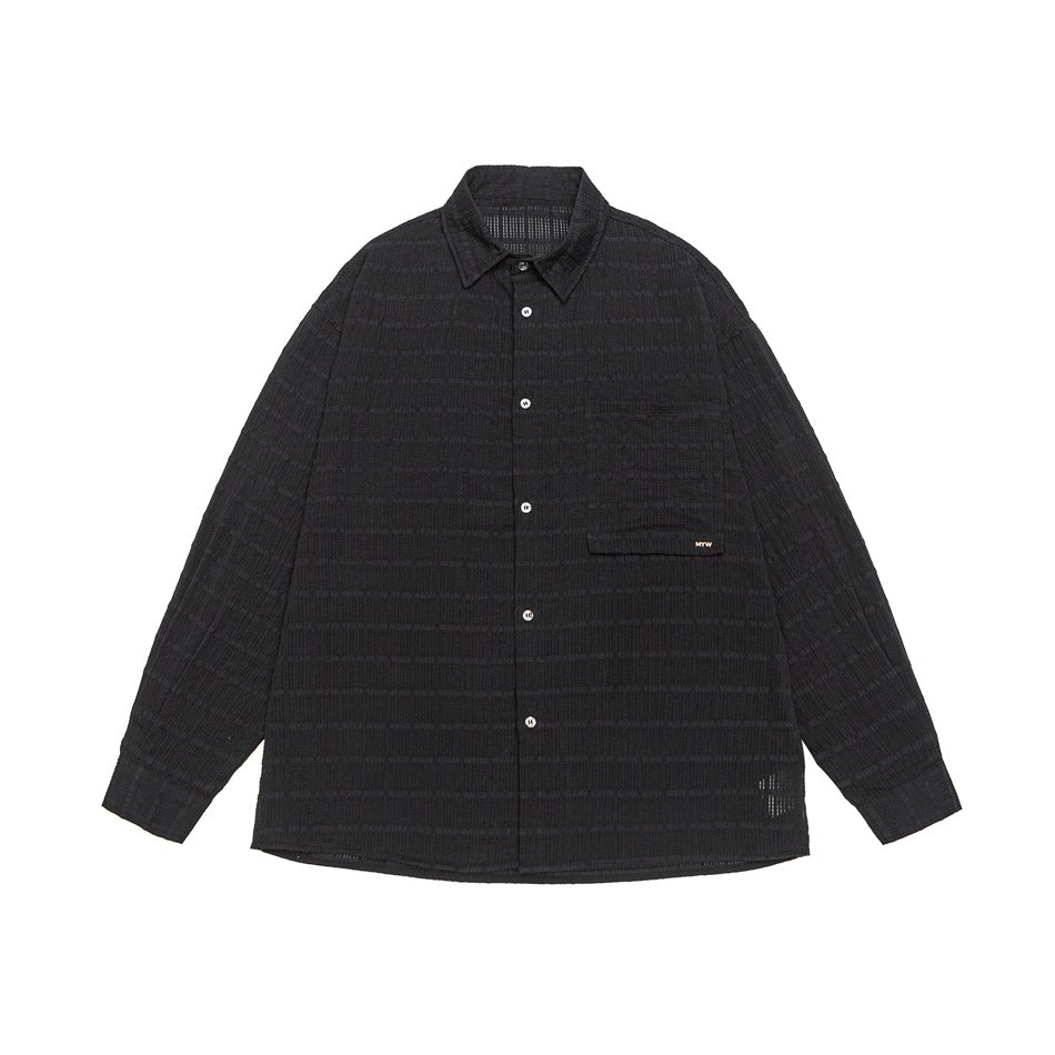 Men's Oversized Cotton-Linen Gauze Shirt with Chest Pocket and Kent Collar Mune Fashion