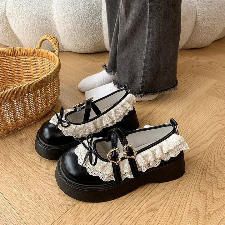 Women's Ruffle Sneakers with Decorative Buckles and Robust Profile Mune Fashion