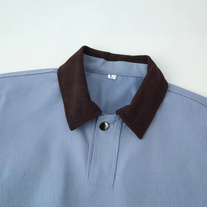 Ladies overshirt jacket with cord collar, patch pockets and snap button placket Mune Fashion