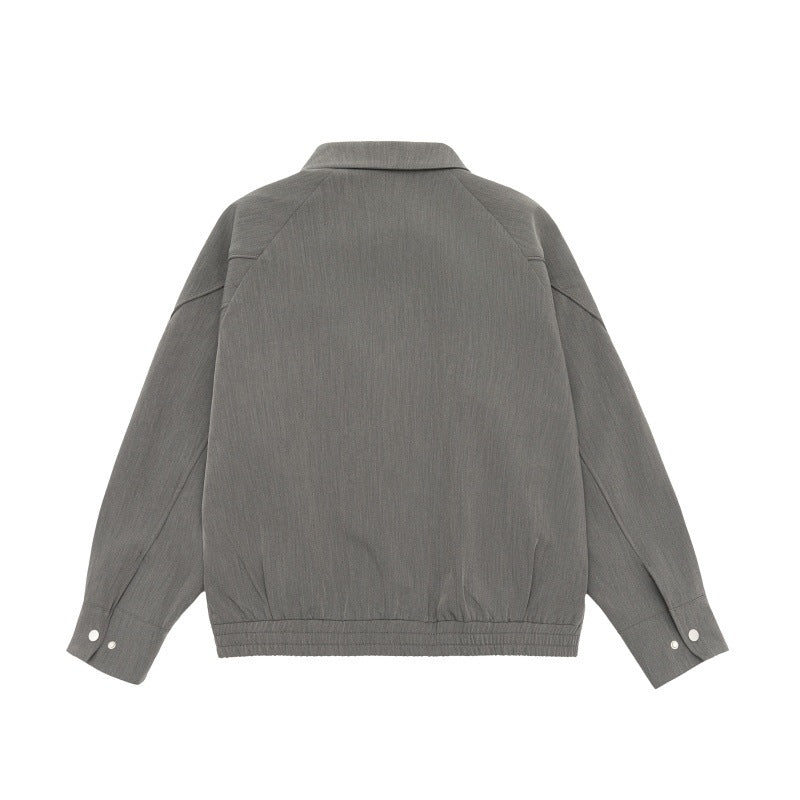 Men's Boxy Transitional Jacket with Shirt Collar, Raglan Sleeves, and Zipper Pockets Mune Fashion