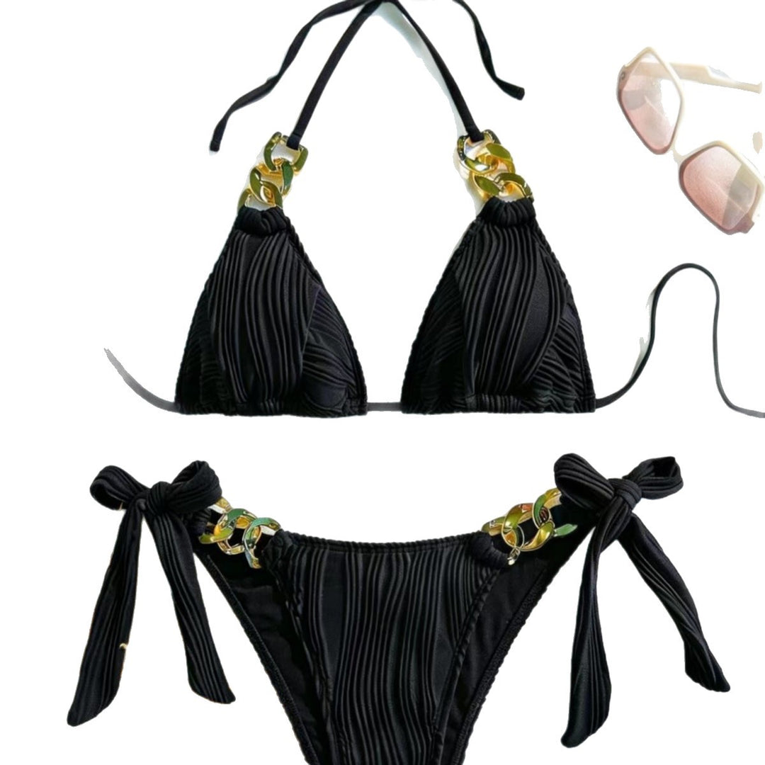 Women's triangle bikini with decorative chain elements Mune Fashion