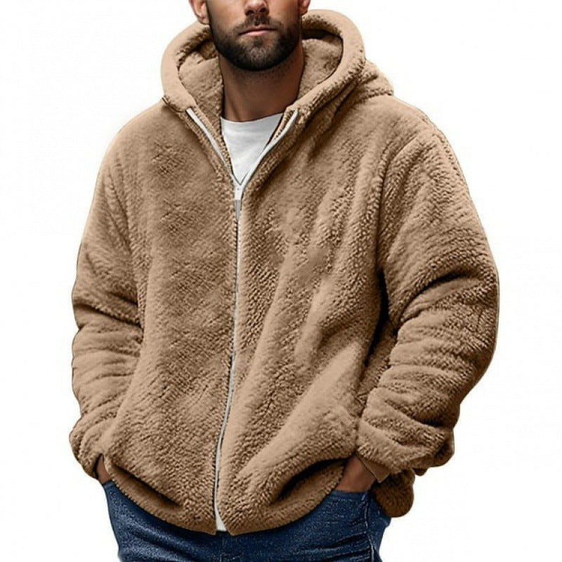Men's Cozy Teddy Fleece Zip-Up Hoodie with Oversized Fit Mune Fashion