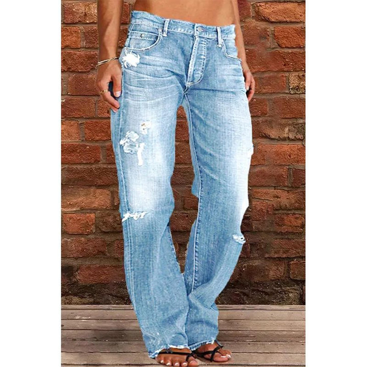 Women Loose Destroyed Jeans with Wide Leg and Low Rise Mune Fashion