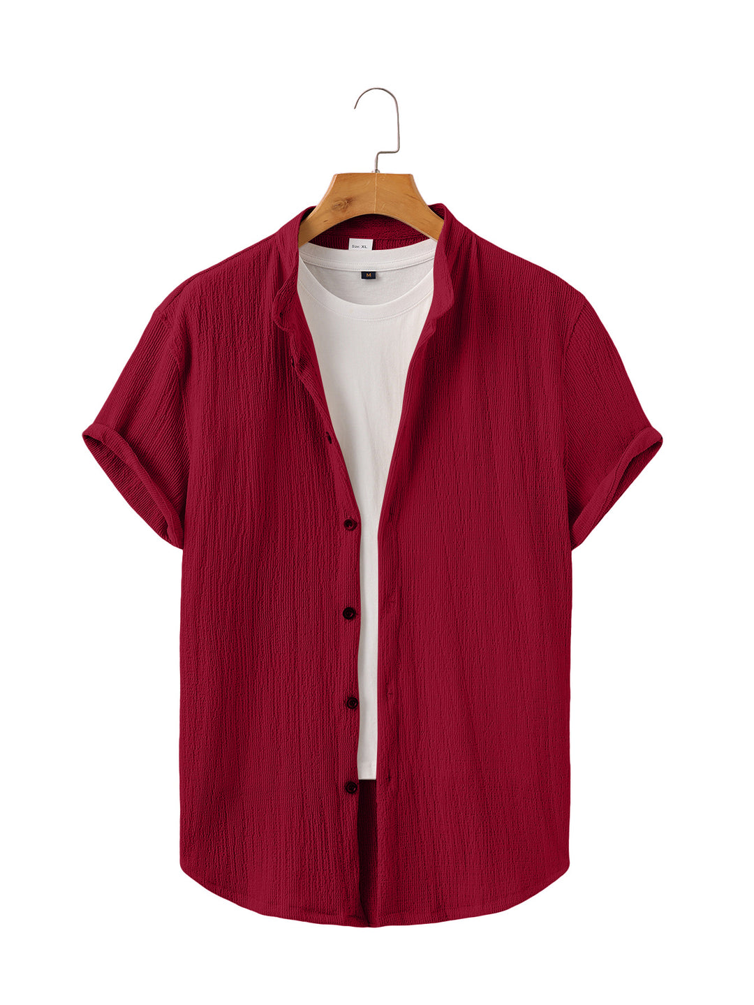 Men's lightweight wrinkle structure overshirt with rolled-up sleeves relaxed overshirt silhouette Mune Fashion