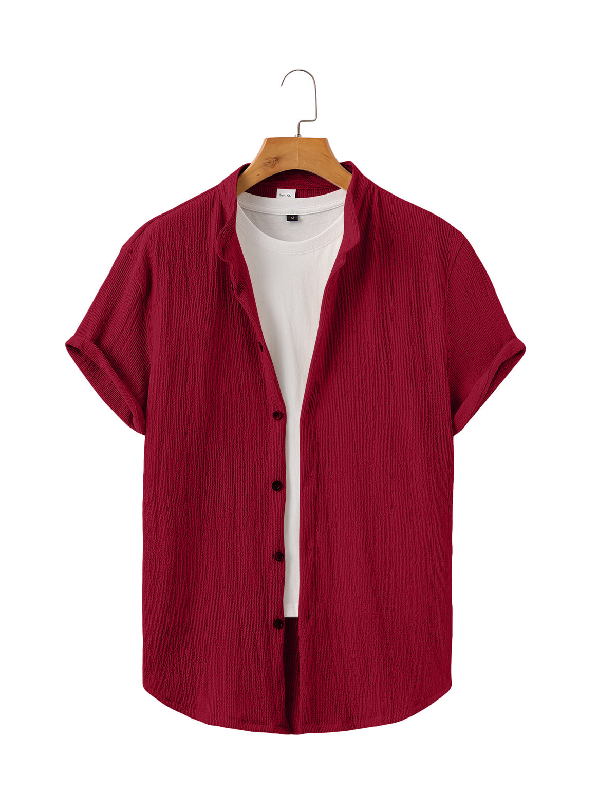 Men's lightweight wrinkle structure overshirt with rolled-up sleeves relaxed overshirt silhouette Mune Fashion