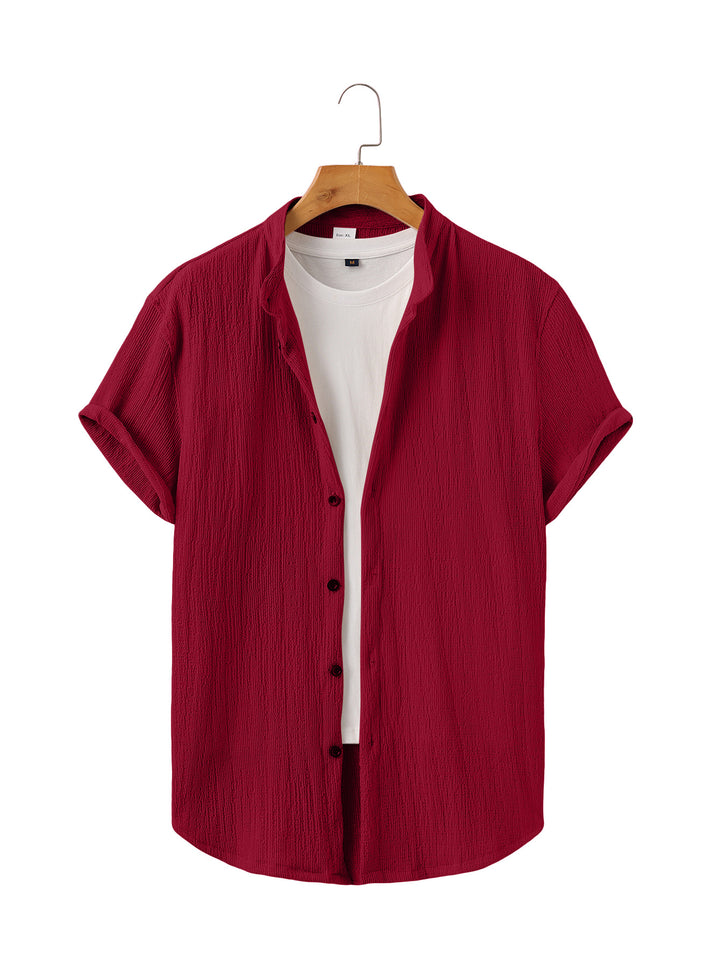 Men's lightweight wrinkle structure overshirt with rolled-up sleeves relaxed overshirt silhouette Mune Fashion