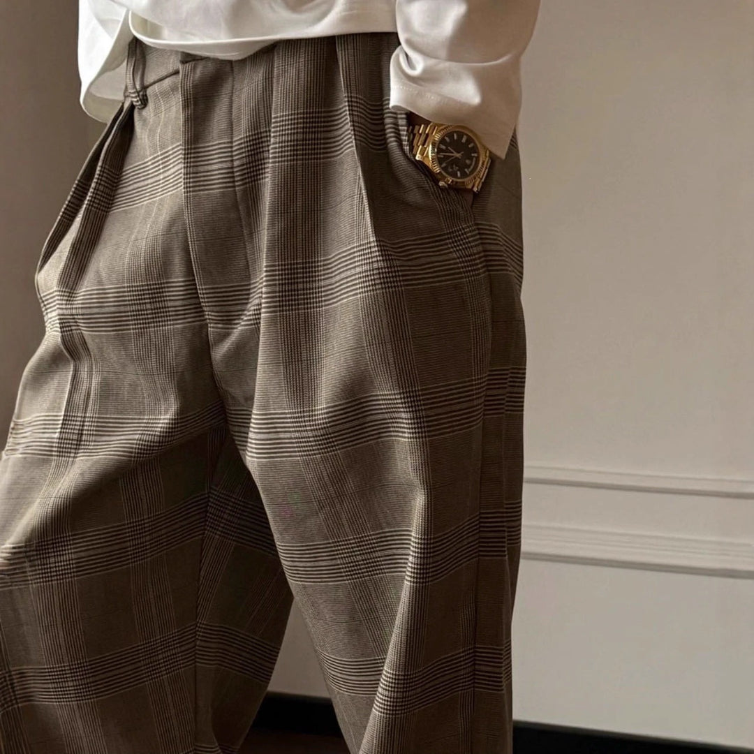 Men's Elegant and Casual Checkered Pants Mune Fashion