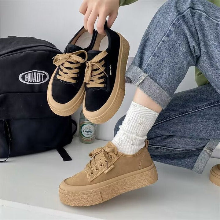 Women's Platform Sneakers with luxurious suede upper material and trendy lace-up design Mune Fashion