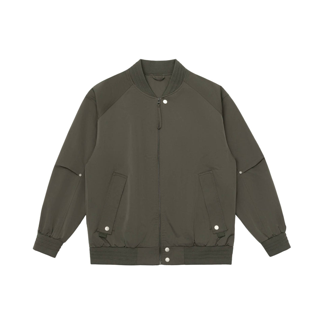 Men's Boxy Bomber Jacket with Stand-Up Collar, Concealed Zippers and Flap Pockets Mune Fashion