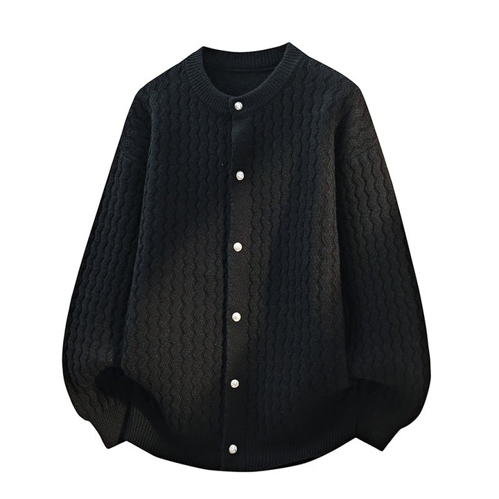 Women's Oversized Cardigan with Fine Textured Structure & Pearl Button Placket Mune Fashion