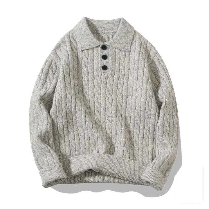 Men's Comfortable Chunky Knit Sweater with Button Placket Mune Fashion