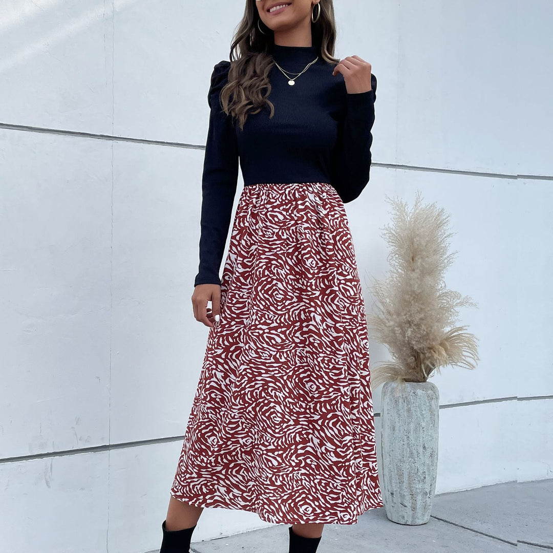 Ladies fine knit long sleeve with stand-up collar and puff sleeves Mune Fashion