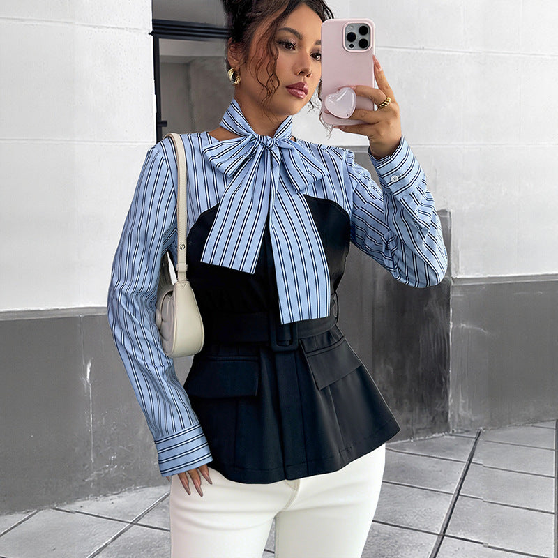 Women Fashionable Blouse with Bow Details Mune Fashion