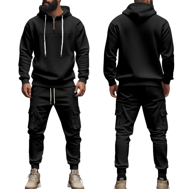 Men's nano cargo jogging set with half-zip hoodie and drawstring cargo pants Mune Fashion