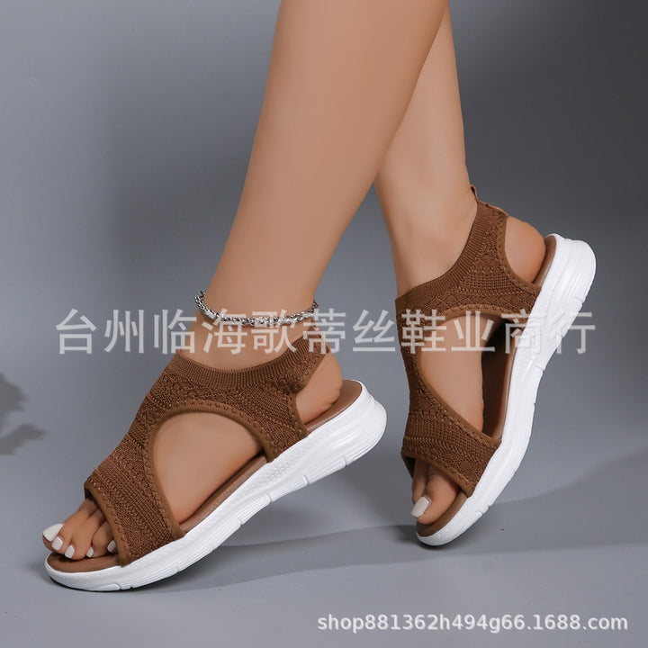 Women's Breathable Knitted Comfort Sandals with Thick Cushioning Sole Mune Fashion