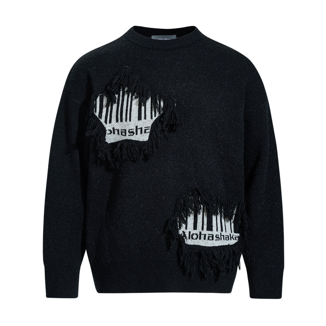 Men's sweater with fringe appliqué and intarsia Mune Fashion
