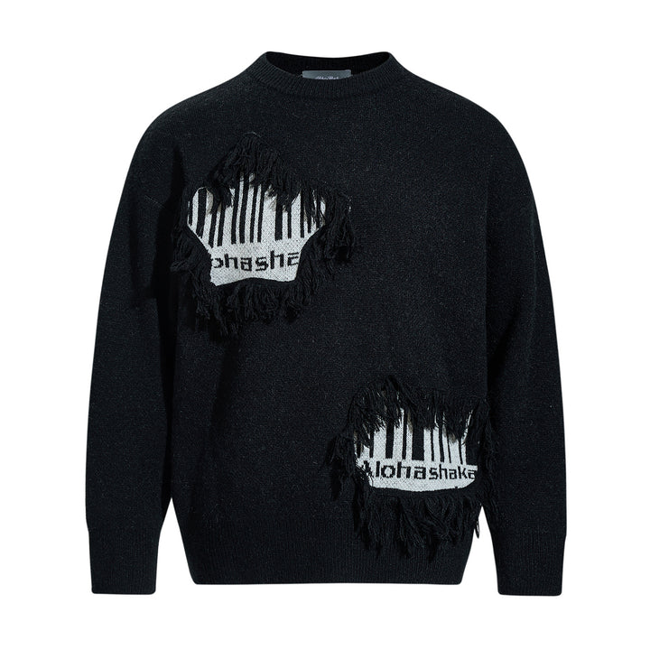 Men's sweater with fringe appliqué and intarsia Mune Fashion
