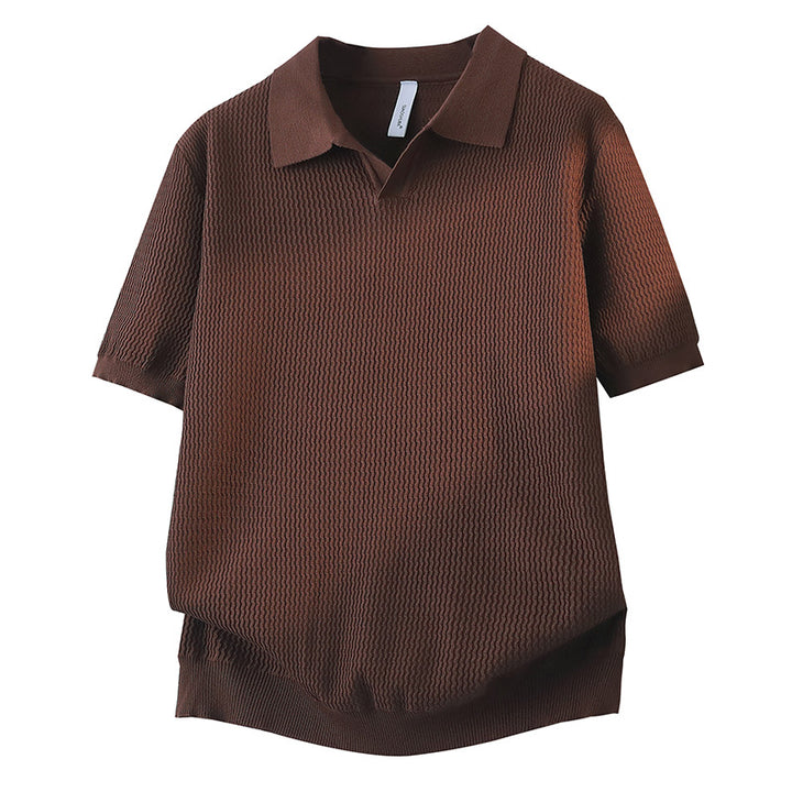 Women Short Sleeve Polo Shirt with Textured Design Mune Fashion