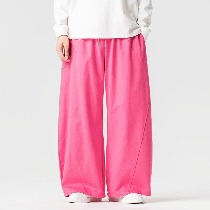 Men's Wide Lounge Pants in Palazzo Cut made of Cotton Blend with Drawstring and Side Pockets Mune Fashion
