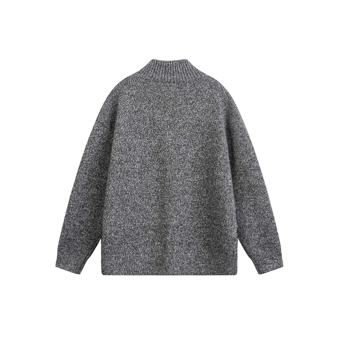 Women's Oversized Cardigan with Raised Ribbed Collar and Wooden Button Closure Mune Fashion