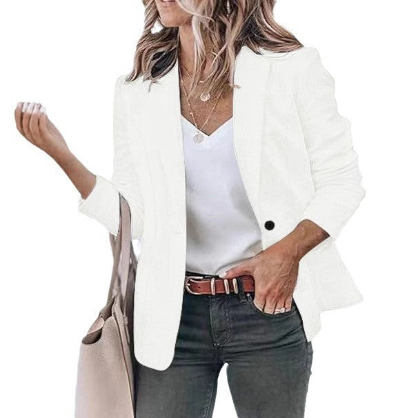 Women's Tailored Blazer with Notched Lapel, Light Shoulder Padding, and One-Button Closure Mune Fashion