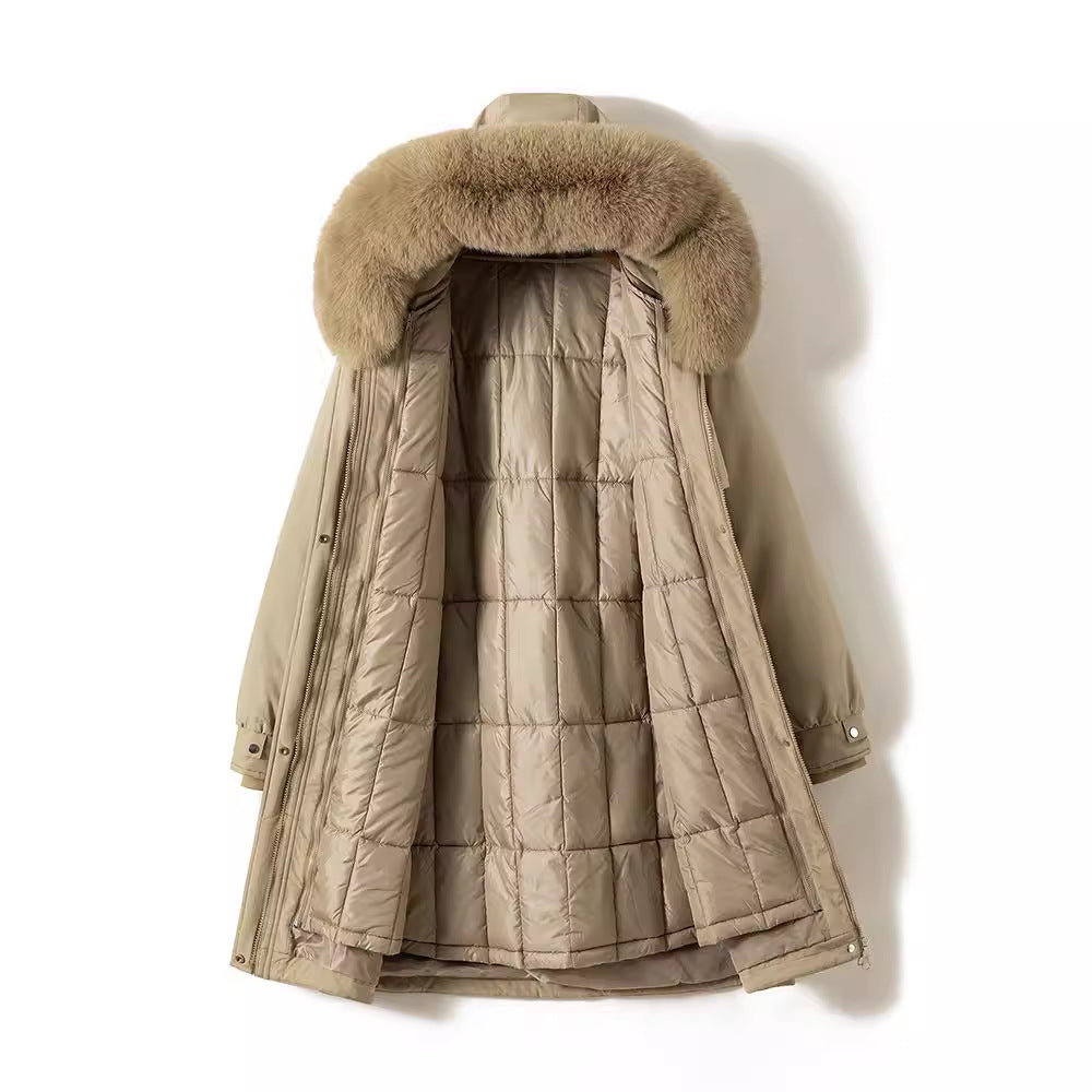 Women's longer water-repellent functional parka with removable faux fur hood and internal thermal padding Mune Fashion