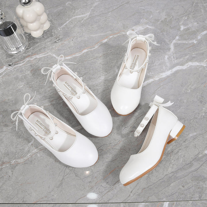 Girl ballerinas with pearl and bow decoration Mune Fashion