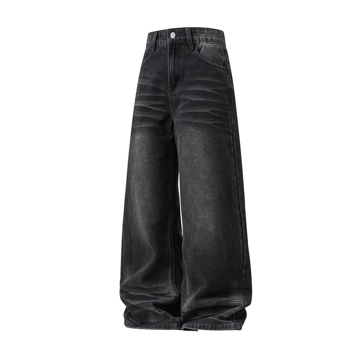 Women's Extra Wide High-Waist Denim Palazzo Pants with Washed Vintage Look Mune Fashion