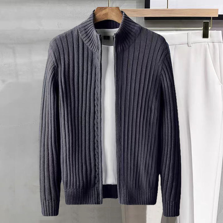 Men's Fashion Ribbed Knit Sweater with High Collar Mune Fashion