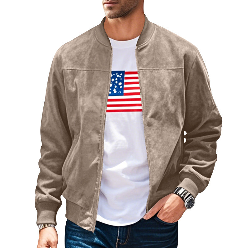 Men's lightweight bomber jacket made of microfiber with standing collar, elastic cuffs, and full-length zipper Mune Fashion