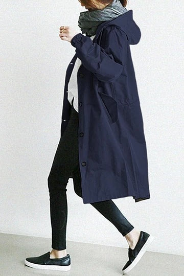 Women's nan lightweight oversized parka coat with hood, drawstring waist and side slit Mune Fashion
