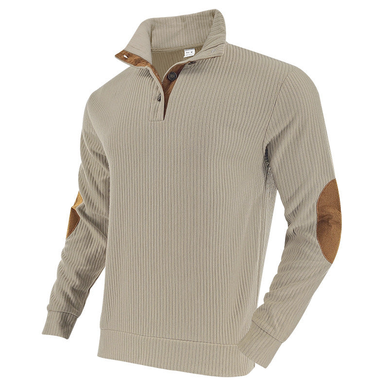 Men's ribbed turtleneck with stand-up collar and contrasting elbow patches Mune Fashion
