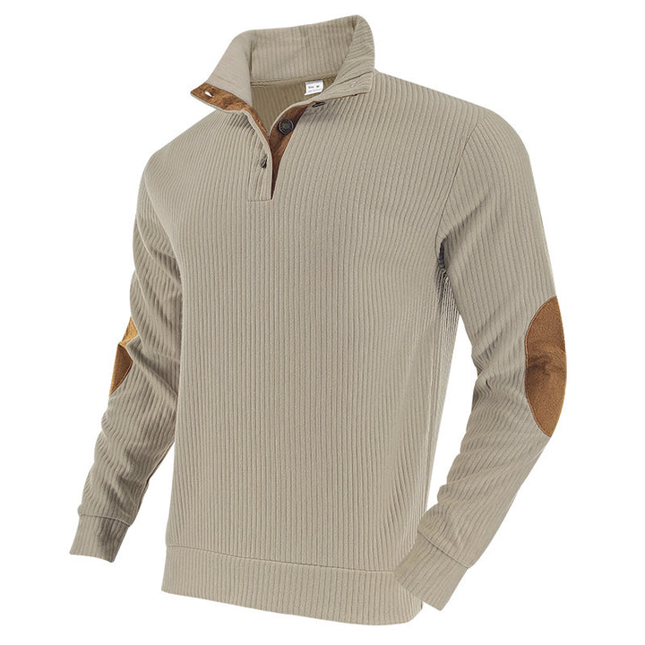 Men's ribbed turtleneck with stand-up collar and contrasting elbow patches Mune Fashion