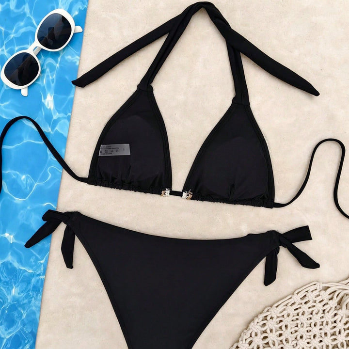 Ladies triangle bikini with sophisticated shell embellishments Mune Fashion