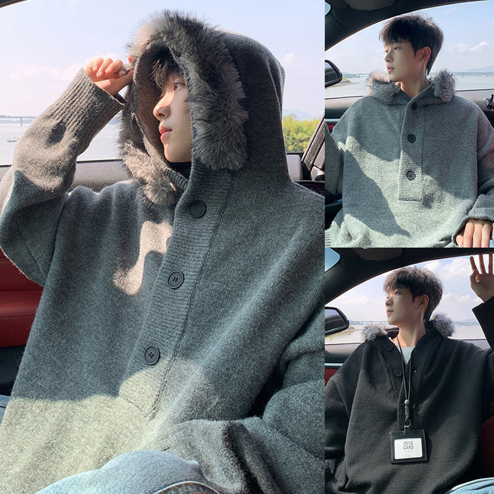 Women's Oversized Hoodie with Hood and Fur Trim Mune Fashion
