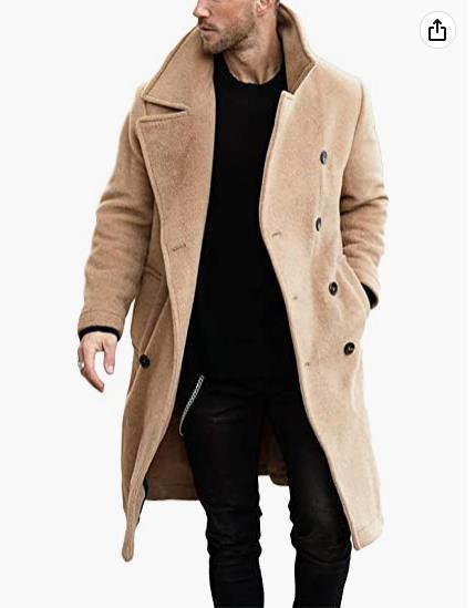 Men's Wool Coat In Modern Double-Breasted Toggle Look Mune