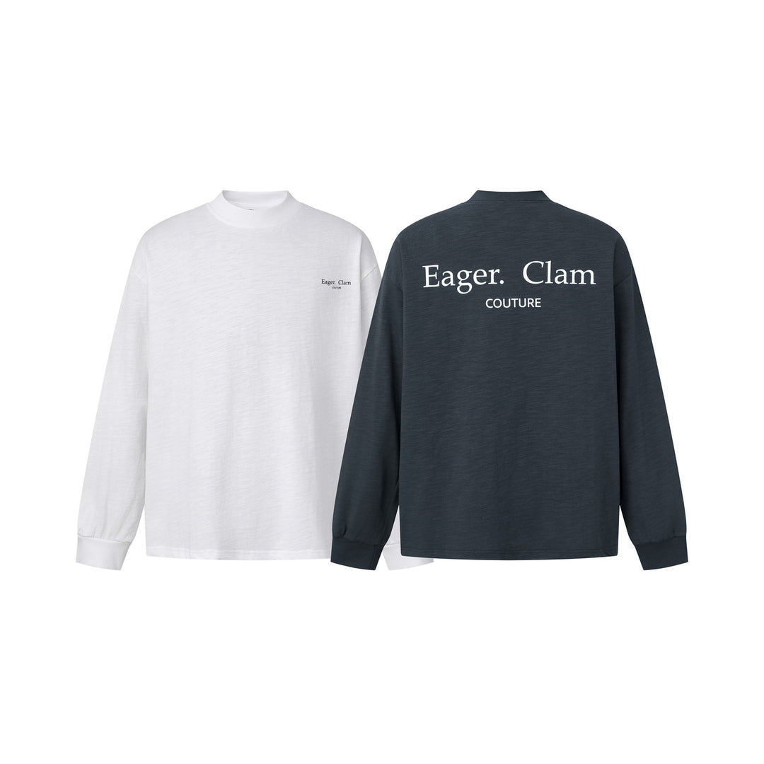 Unisex Oversize-Longsleeve Shirt made of Slub Cotton with a half-high Roll Collar Mune Fashion