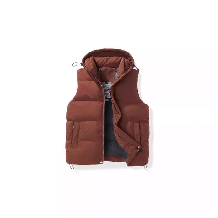 Unisex Padded Hooded Vest with Thermal Insulation and Drawstring Mune Fashion